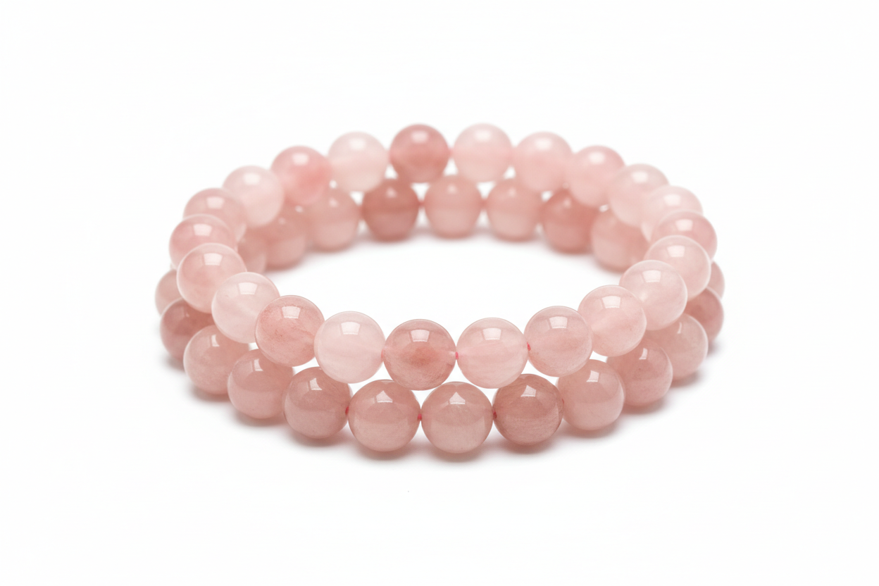 1 pcs Natural Rose Quartz beads Bracelet in white background