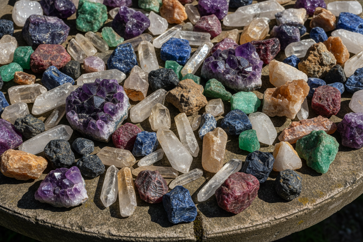 lots of natural gemstones