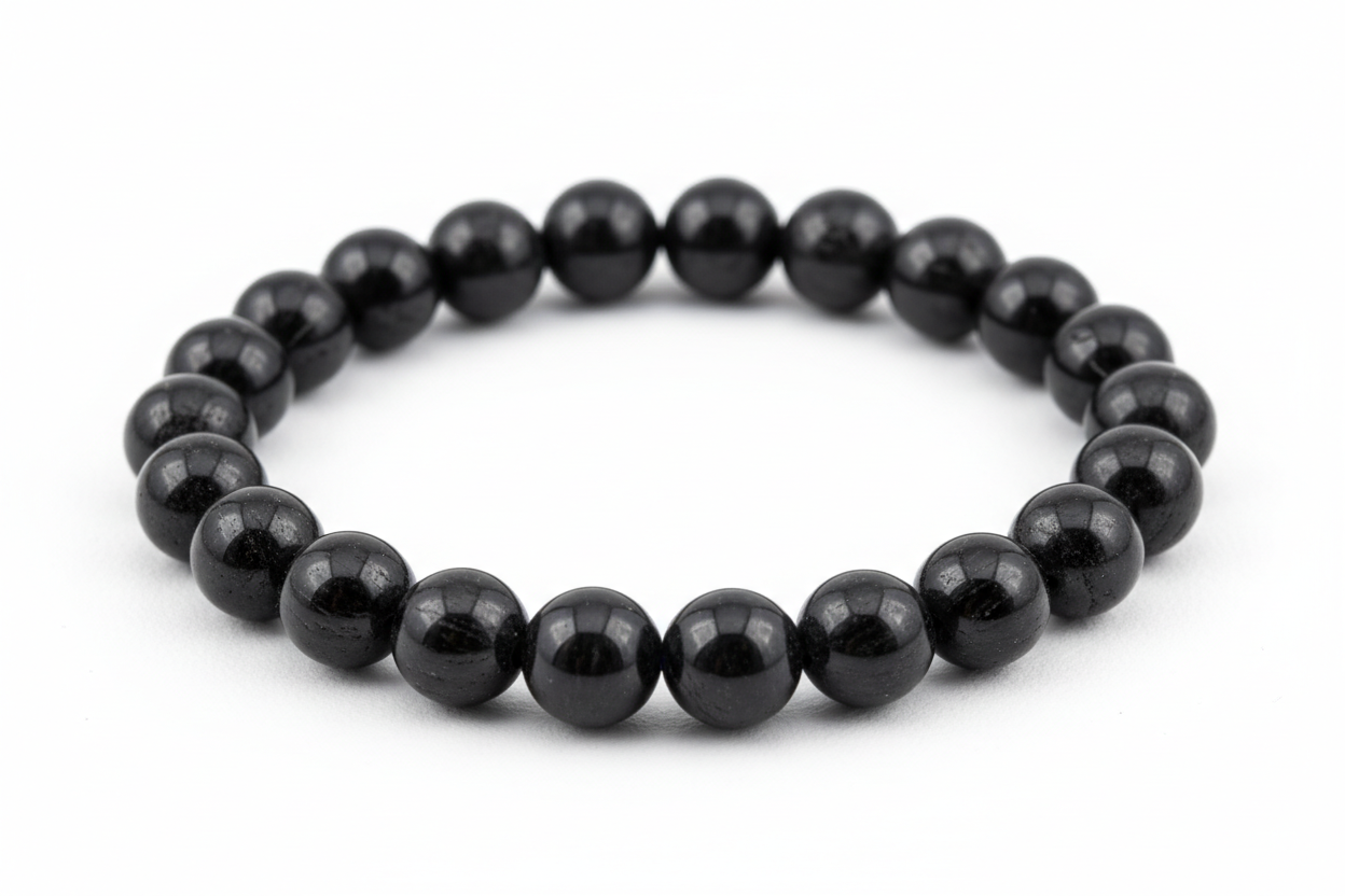 NATURAL BLACK TOURMALINE BRACELET in white background